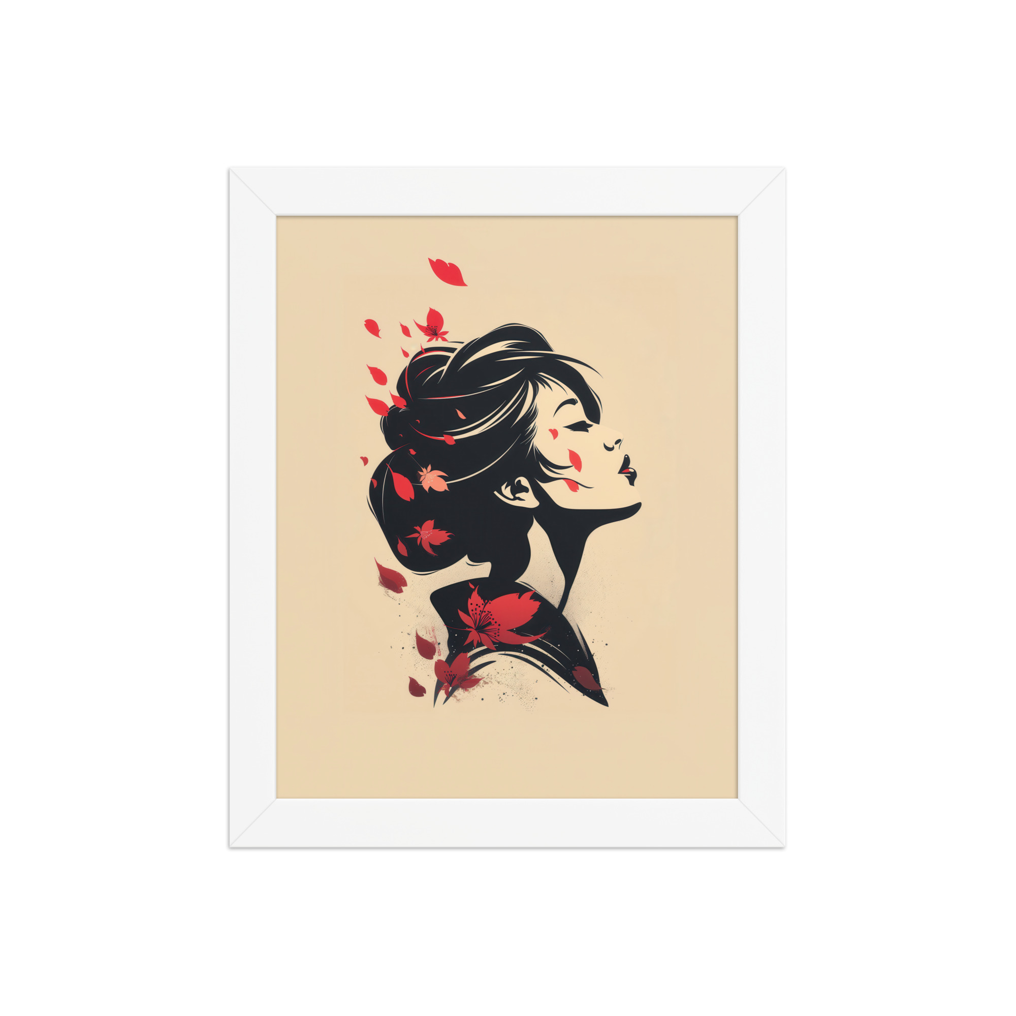 Blossoms in the Wind — Japandi Geisha Minimal Wall Art — Framed Poster - Image 17