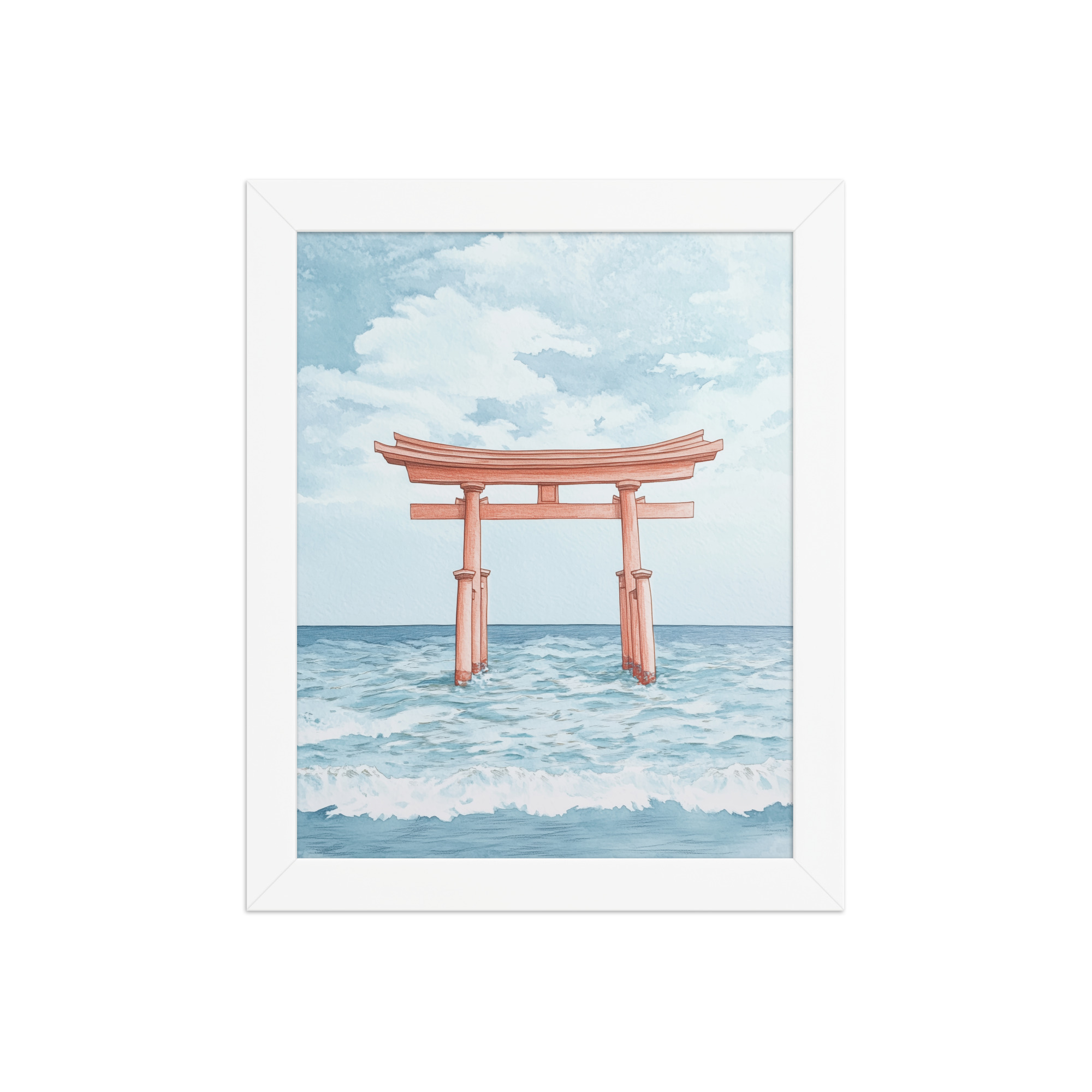 Torii Gate Waves — Coastal Shinto Shrine Wall Decor — Framed Poster - Image 17