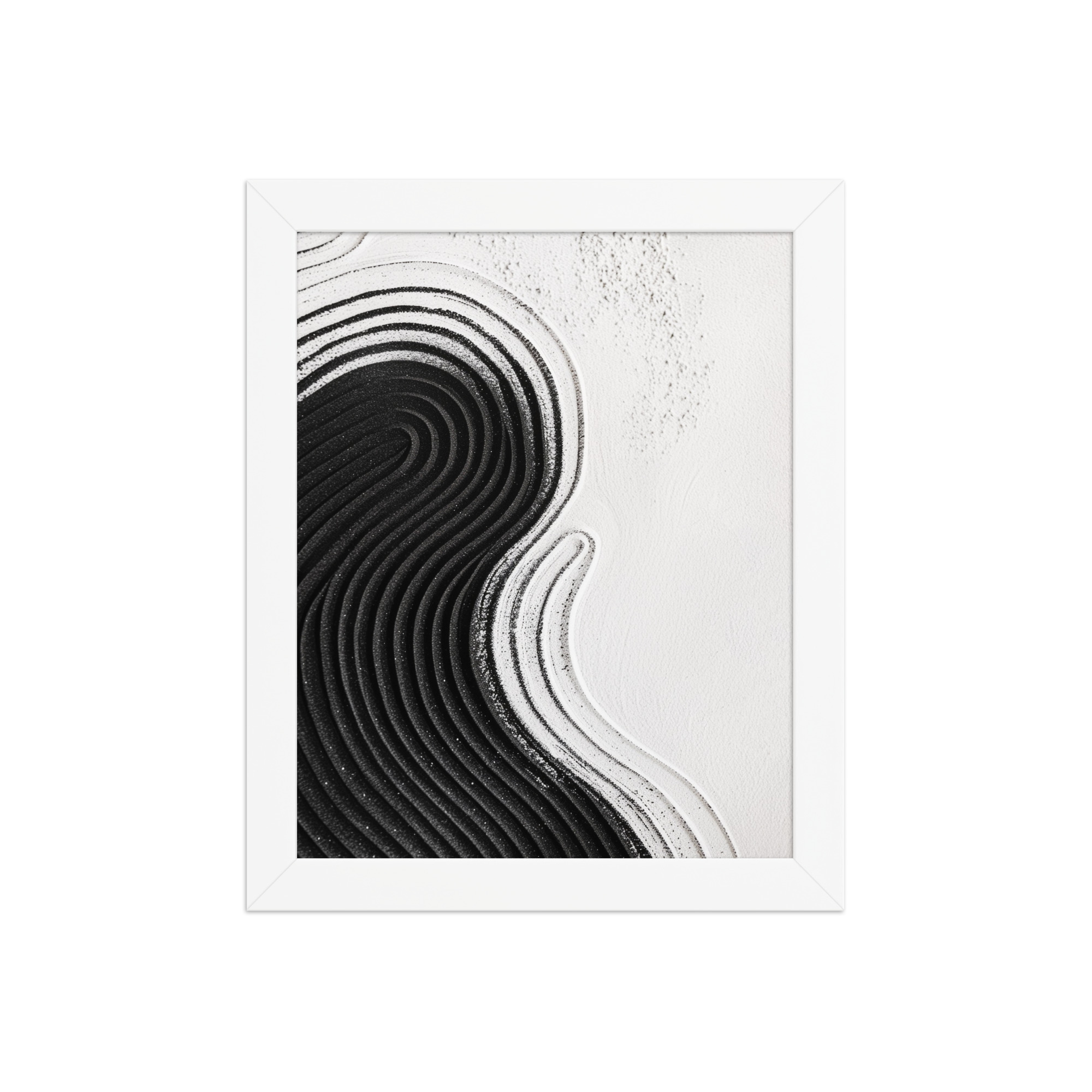 Black & White Ripple – Abstract Zen Sand Pattern Wall Art – Framed Poster - Image 17
