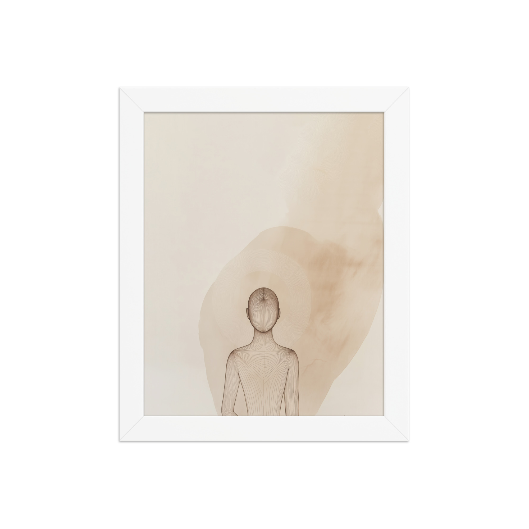 Inner Light – Minimalist Meditation Figure Japandi Wall Art – Framed Poster - Image 17