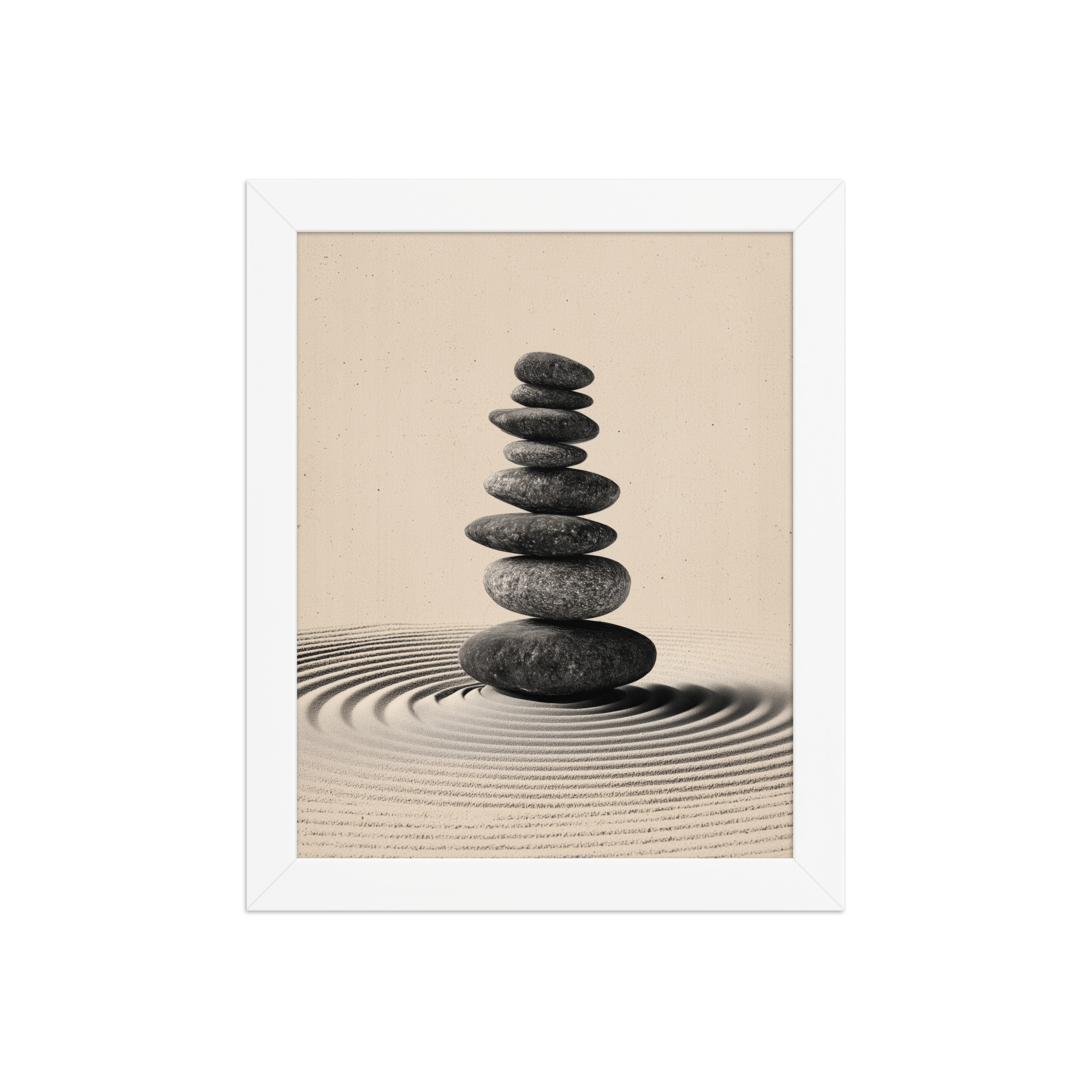 Balanced Stillness – Stacked Stones I Neutral Zen Stones Wall Art – Framed Poster - Image 17