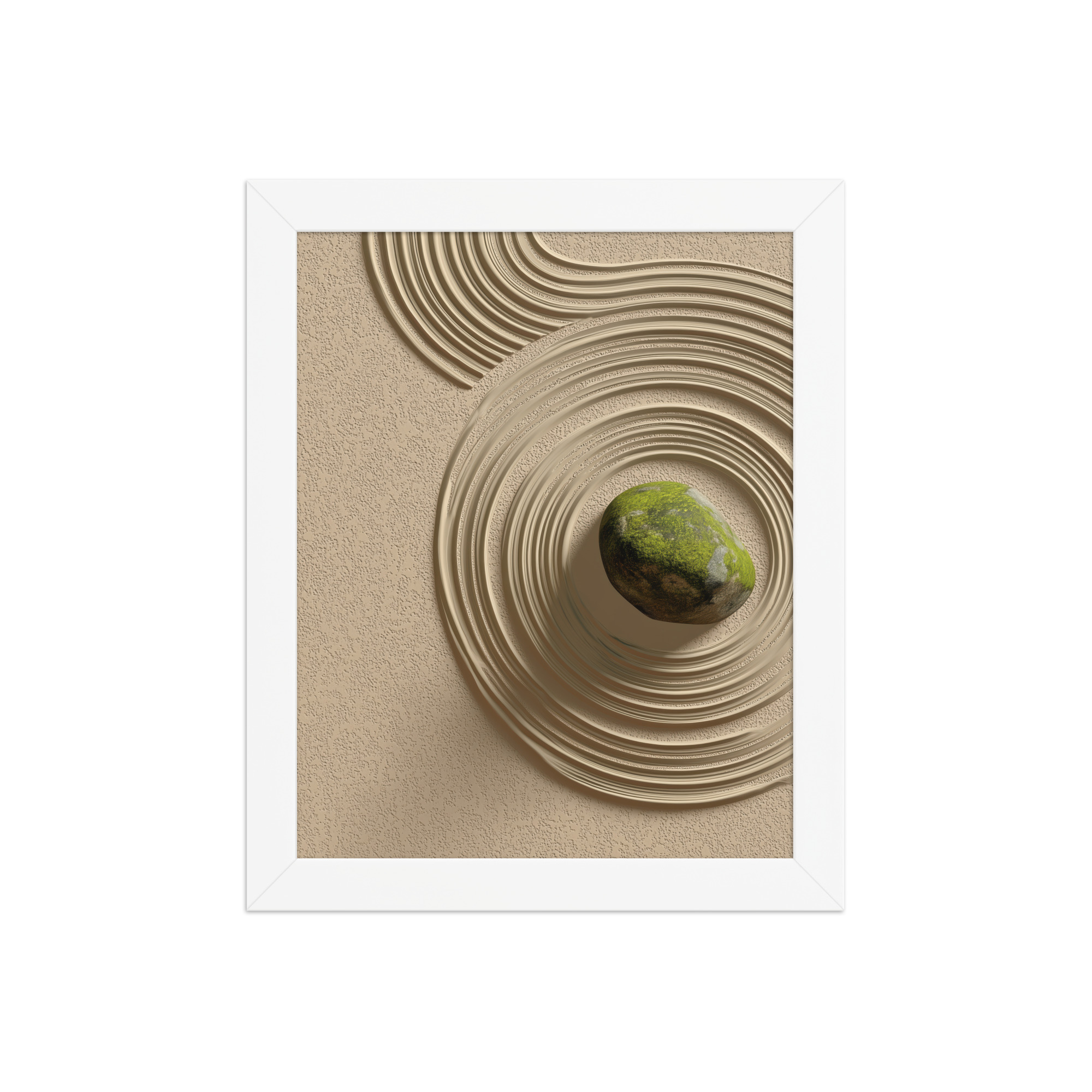 Zen Garden Harmony – Moss Stone I Minimal Wall Art – Framed Poster - Image 15