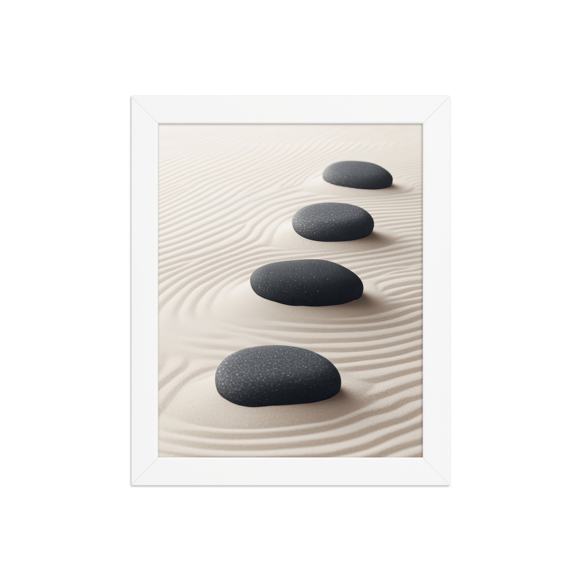 Zen Balance – Charcoal Stones on Sand Minimal Wall Art – Framed Poster - Image 17