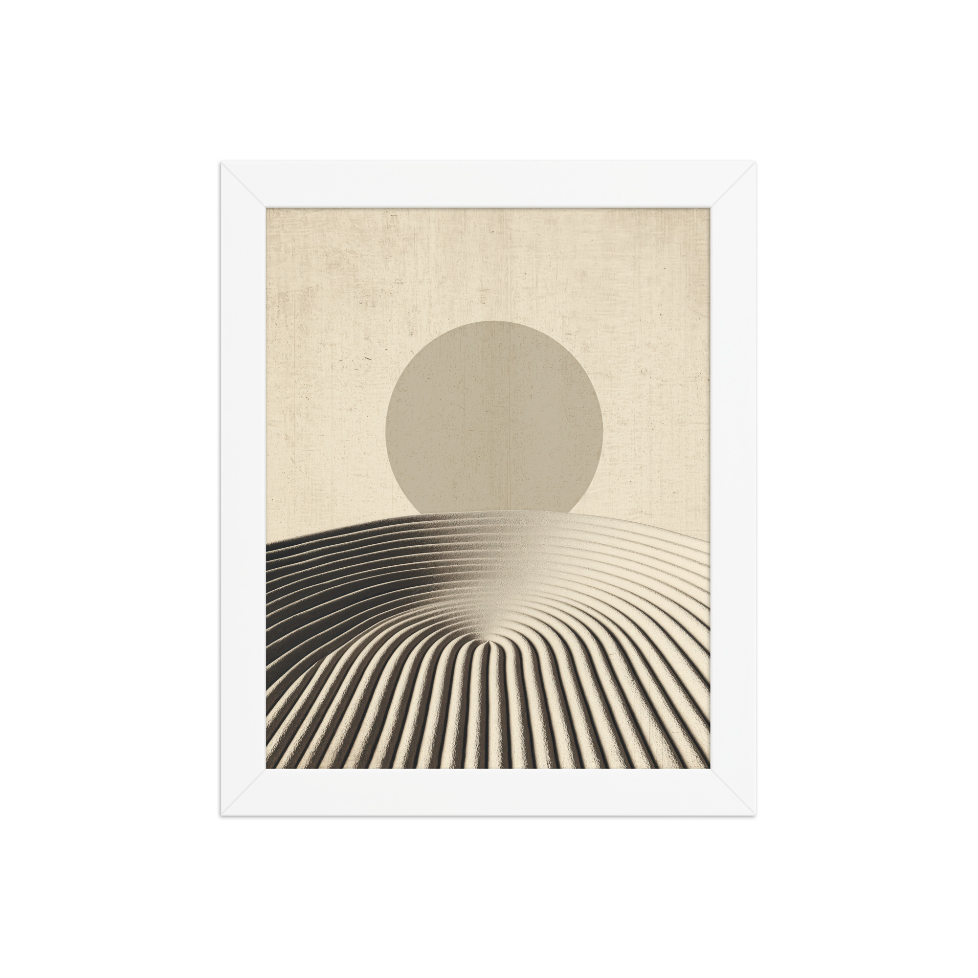 Zen Dune Sun – Raked Sand Dunes with Minimal Sun Wall Art – Framed Poster - Image 17