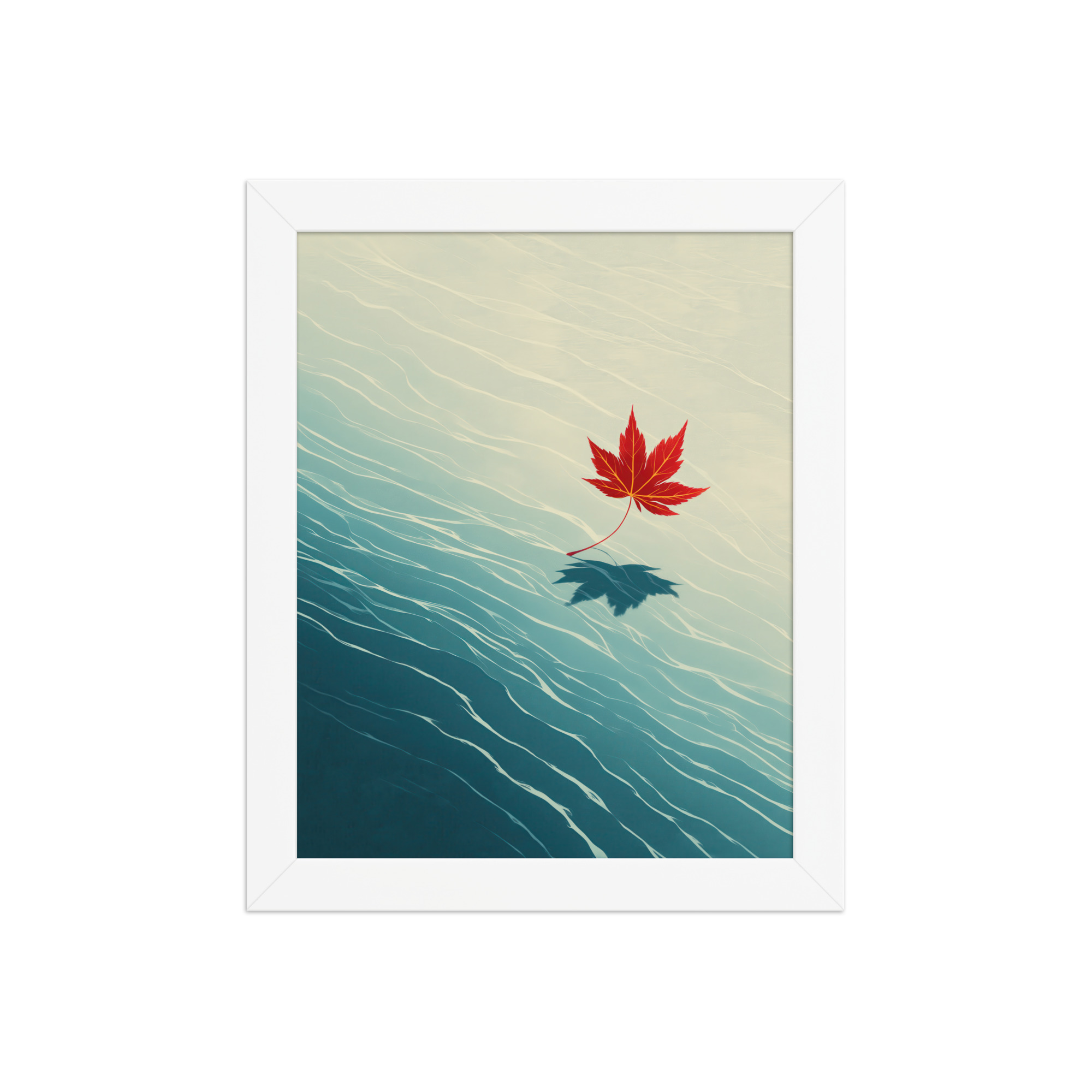 Floating Maple I – Red Leaf on Water Ukiyo-e Wall Art – Framed Poster - Image 17