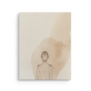Minimalist neutral figure line art on beige wash thin canvas wall art
