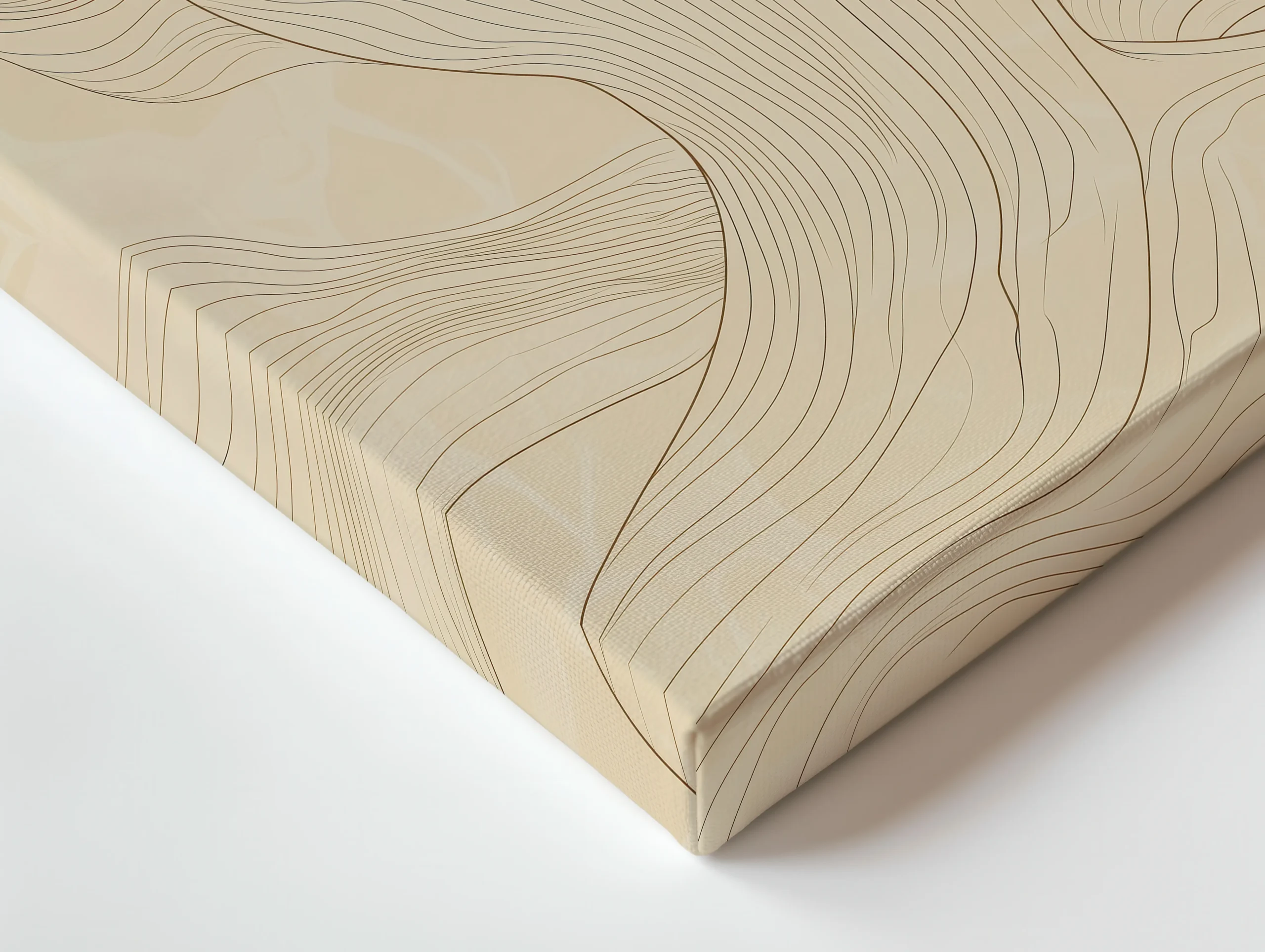 Close up of Mindstream Abstract Face Flow thin canvas texture and wrapped edge detail