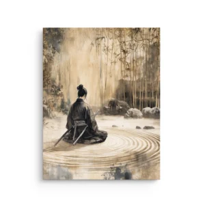 samurai wall art, zen garden canvas, bamboo wall decor, japanese ink art, sumi e style, wabi sabi decor, meditation wall art, japandi minimal decor, martial arts decor, neutral canvas art