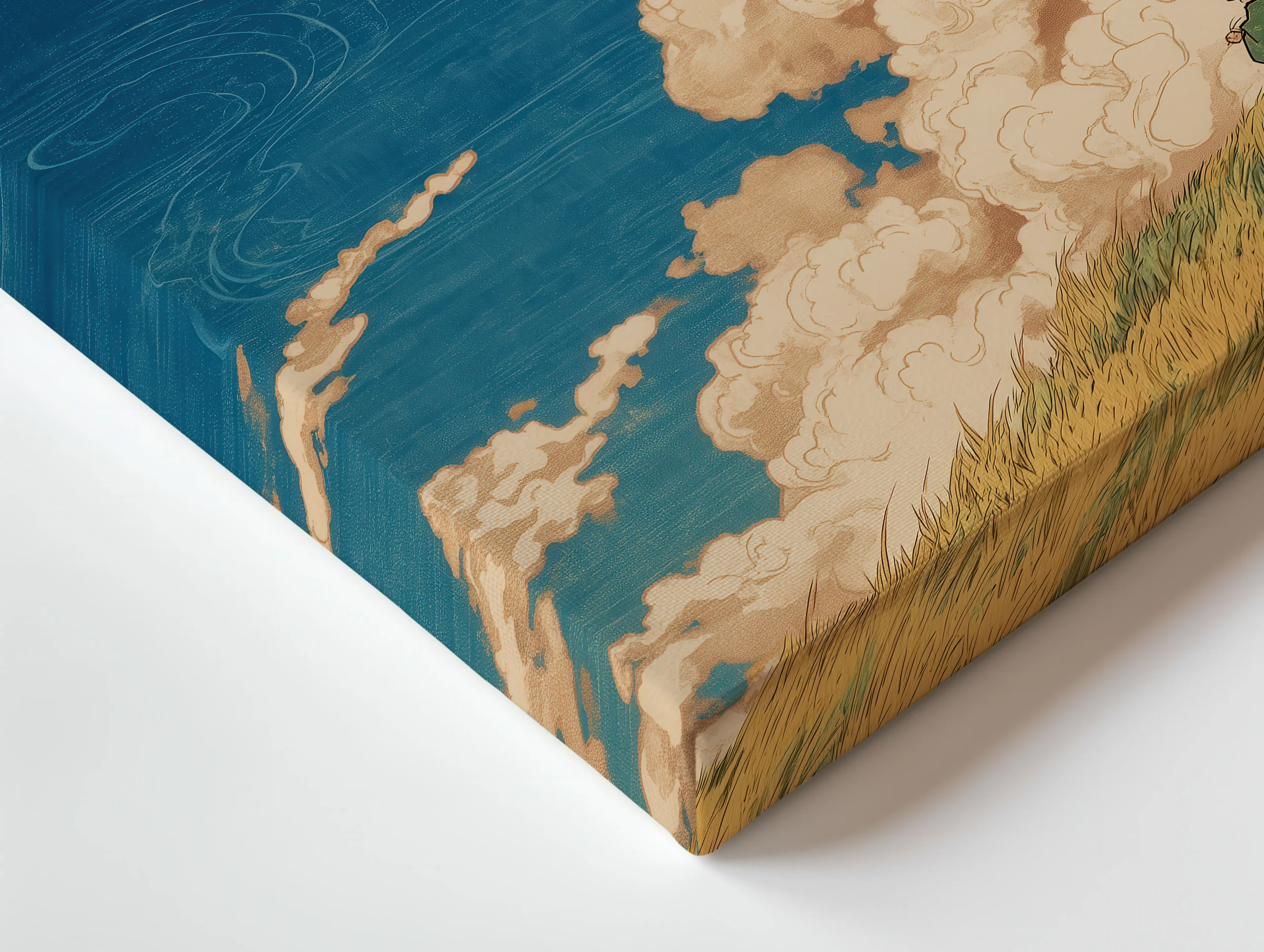 Skybound Whispers thin canvas close up showing wrapped edge and textured print detail