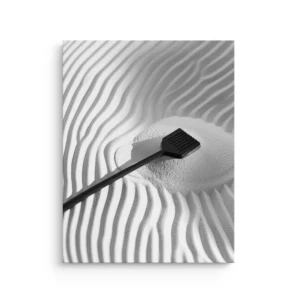 Minimalist Zen sand rake garden in grayscale thin canvas wall art