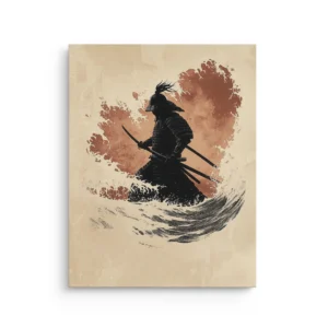 samurai wall art, japanese warrior, sumi e canvas, japandi decor, zen minimal art, katana artwork, wabi sabi style, martial arts decor, japanese ink art, modern asian decor