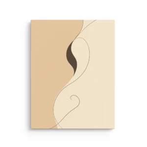 Curves of Calm minimalist abstract line art in beige neutral tones on thin canvas wall art