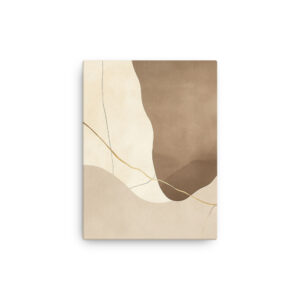 Minimalist neutral abstract layers with fine gold line accents, printed on a premium thin canvas for Japandi-style décor.