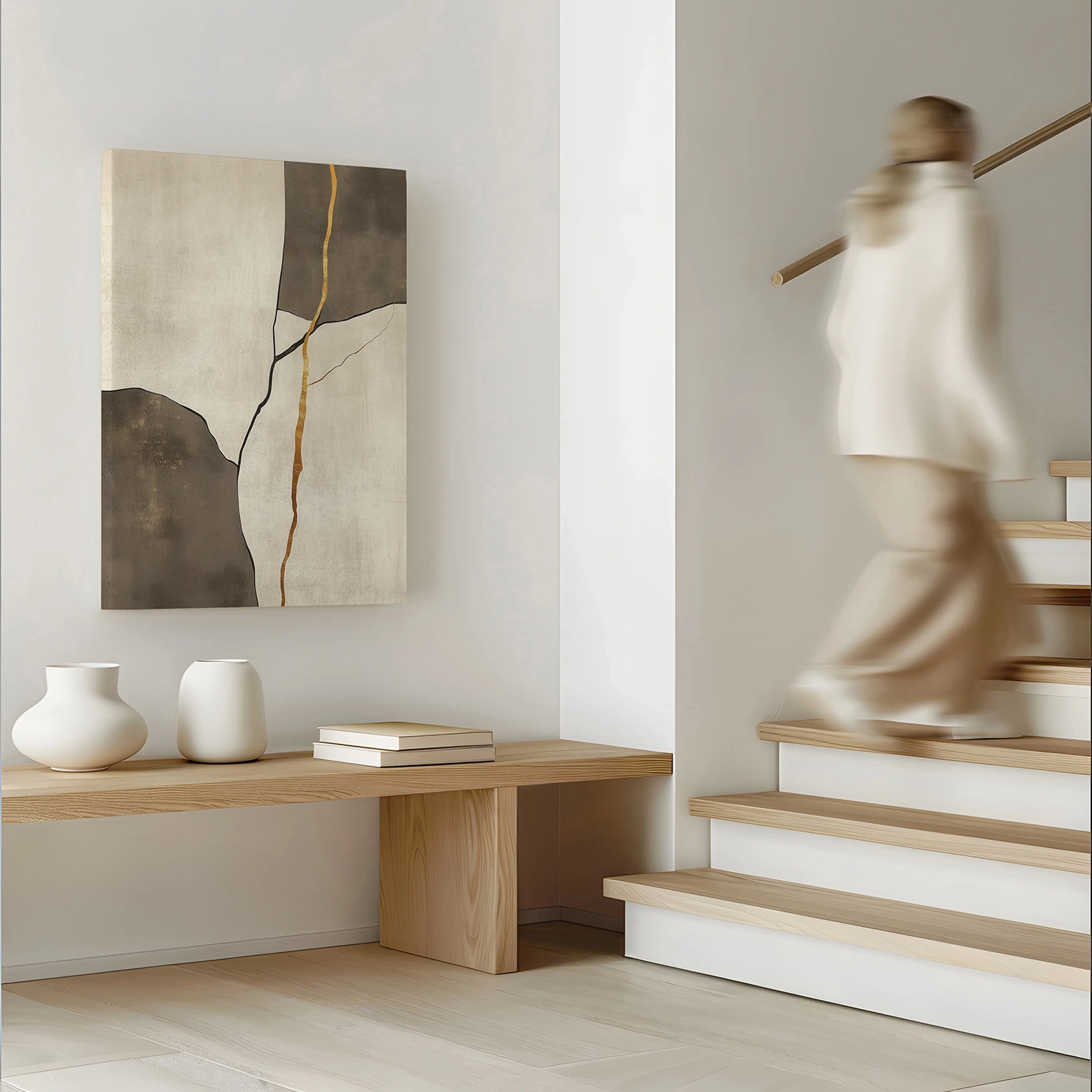 162CANVAS HALLWAY MOCKUPGolden Kintsugi Cracks